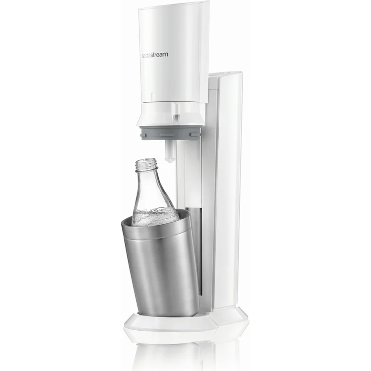 SodaStream Crystal 2.0 Promopack weiß Wassersprudler mit 2 Glaskaraffen (Füllmenge: 0,6 Liter), 1 Kohlensäure-Zylinder (Standard-Zylinder), 2 Wassergläser und 6 Sirupproben – Bild 3