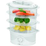 Clatronic Dampfgarer DG 3665, 3 Dampfgarbehälter, Timer, Wasserstandsanzeige, 800 Watt, weiß