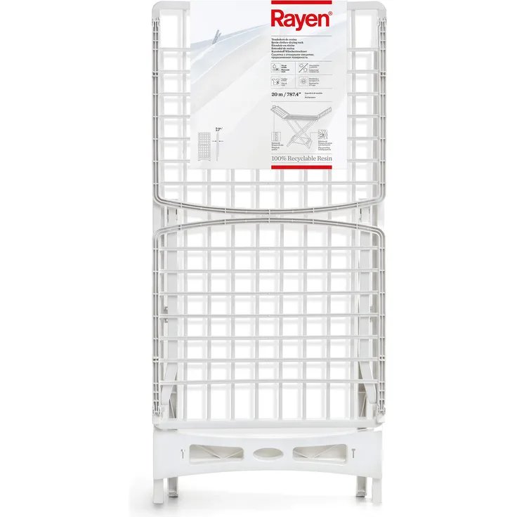 Rayen Antirutsch-Beinverriegelungssystem | XXL Kleiderstangen für drinnen und draußen | 20 m Wäscheleine aus Kunstharz, weiß, Maße: 173 x 53 x 113 cm