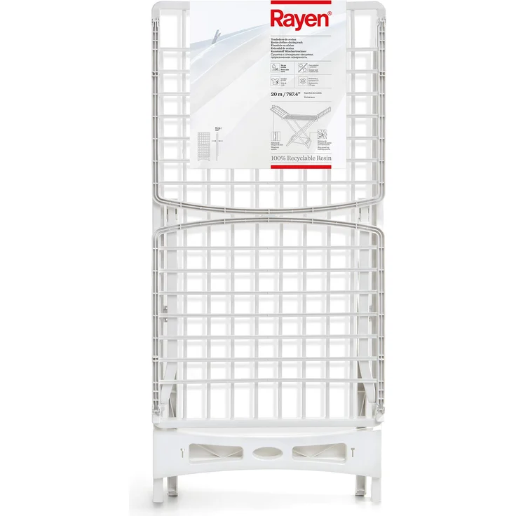 Rayen Antirutsch-Beinverriegelungssystem | XXL Kleiderstangen für drinnen und draußen | 20 m Wäscheleine aus Kunstharz, weiß, Maße: 173 x 53 x 113 cm