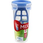 Emsa 508555 Mixbecher mit Deckel, Mixeinsatz, Volumen 0.5 Liter, Transparent-Blau, Clip & Close