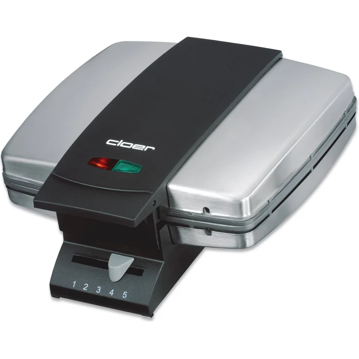 Cloer 1445 Brüsseler Waffelautomat für traditionelle Belgische Waffeln - 1,7 cm dick - 930 W - Backampel - mattiertes Edelstahlgehäuse – Bild 1