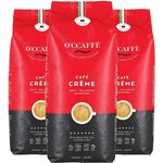 O'CCAFFÈ – Café Crème , 3 x 1 kg ganze Kaffeebohnen , säurearmer, aromatischer Kaffee Crema , extra langsame Trommelröstung aus italienischem Familienbetrieb