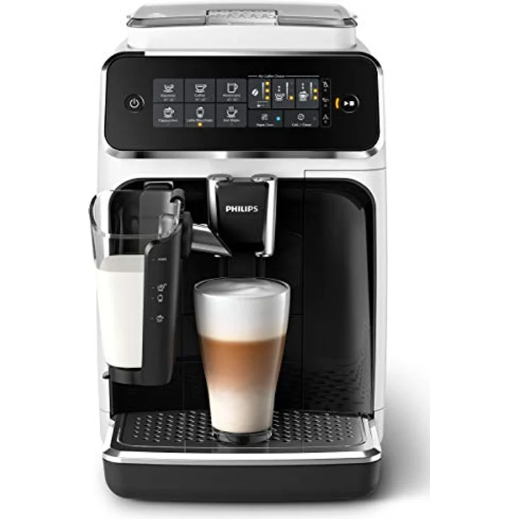 Philips 3200 Serie EP3243-50 Kaffeevollautomat, 5 Kaffeespezialitäten (LatteGo Milchsystem) Weiß-Klavierlack-schwarz – Bild 1