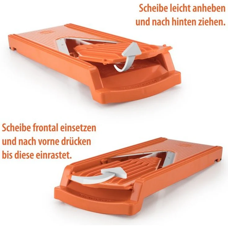 Börner Gemüsehobel V3 TrendLine Profi Set, Kunststoff, mit 2 Messereinschüben und Dockingstation orange – Bild 1