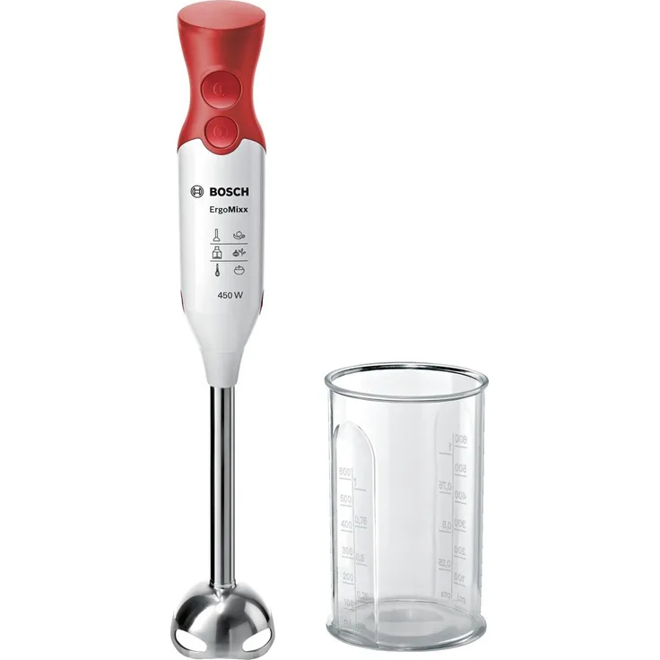 Bosch MSM64110 ergonomischer Stabmixer mit Edelstahl-Mixfuß QuattroBlade (450 W)