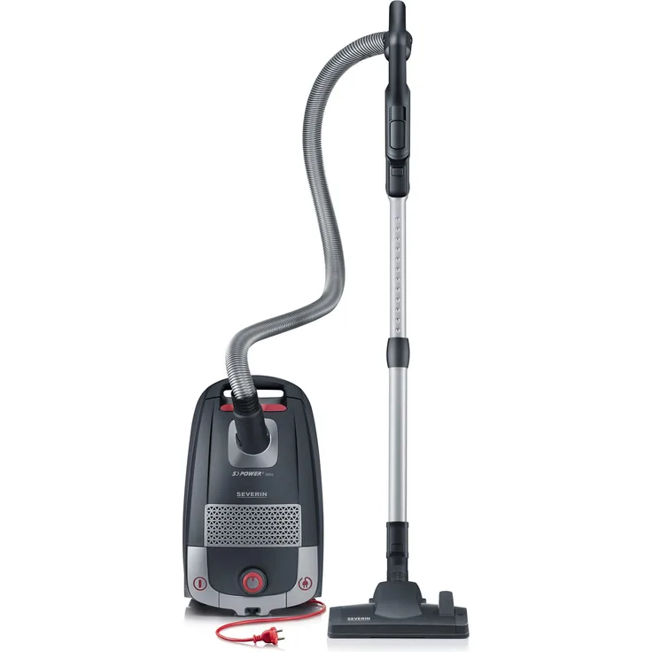 Severin BC 7048 Beutel-Staubsauger (Inklusive Polster-, Möbel- und Fügendüse, S'POWER zelos) Schwarz - Grau