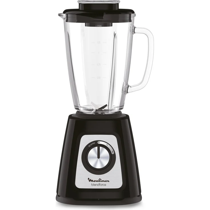 Moulinex LM430810 Blendforce Standmixer Glas 800 W Elektrisches Mixer Smoothie Eis, Crushed Obst, Gemüse, Schwarz