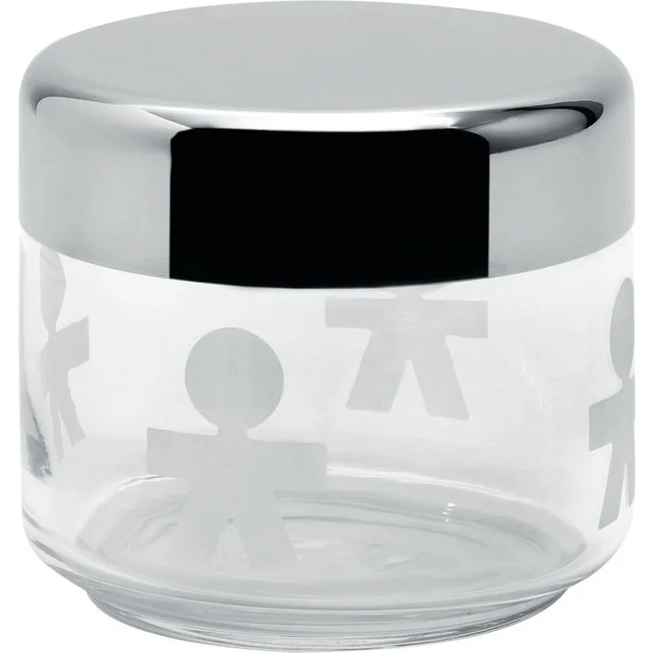 Alessi ''GIROTONDO'' Küchendose aus Glas mit abgedichtetem Deckel aus Edelstahl