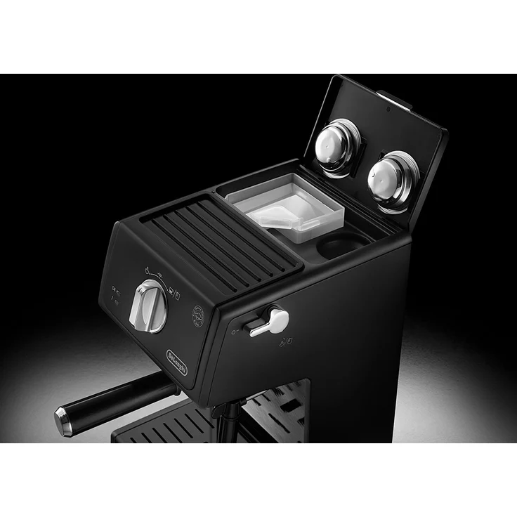 De'Longhi ECP 31.21 Espresso Siebträgermaschine, Siebträgerhalter mit Aluminium Finish, Milchschaum Düse, Filtereinsatz für 1 oder 2 Tassen Espresso, Auch für Pads Geeignet, Schwarz – Bild 5