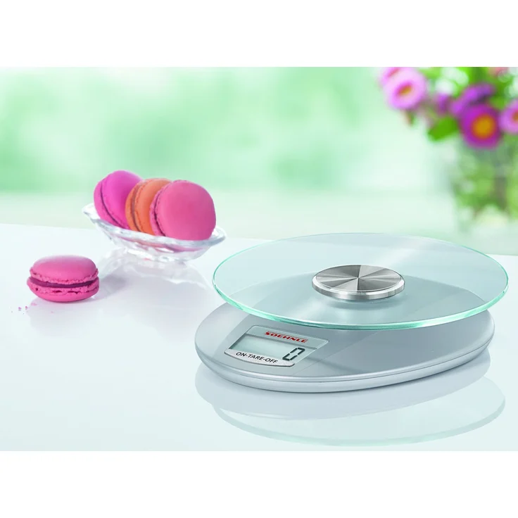 Soehnle Digitale Küchenwaage Roma mit 5 Kilo Tragkraft und 1-g-Wiegepräzision, Waage mit praktischer Zuwiegefunktion (TARA), elegante Waage für die Küche mit LCD-Anzeige und Abschaltautomatik, silber – Bild 3