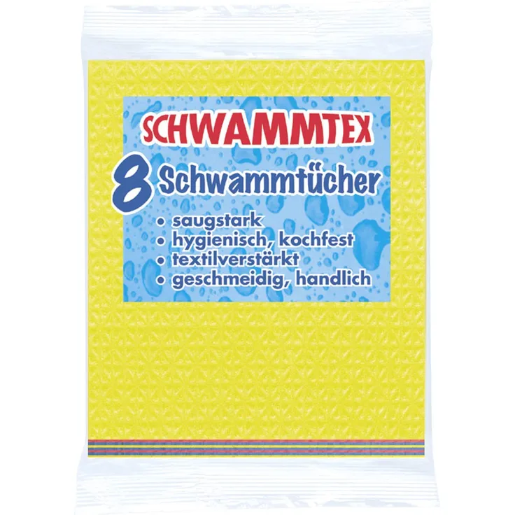 Spontex Schwammtuch 1er Vorteilspack, extrem saugfähig und langlebig, aus Viskose, biologisch abbaubar (1 x 8 Stück)