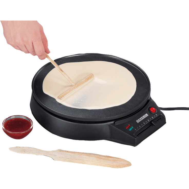 SEVERIN Crêpes Maker CM 2198 Inkl. Holz-Teigspatel und -Crêpeswender, 1.000 W schwarz – Bild 2