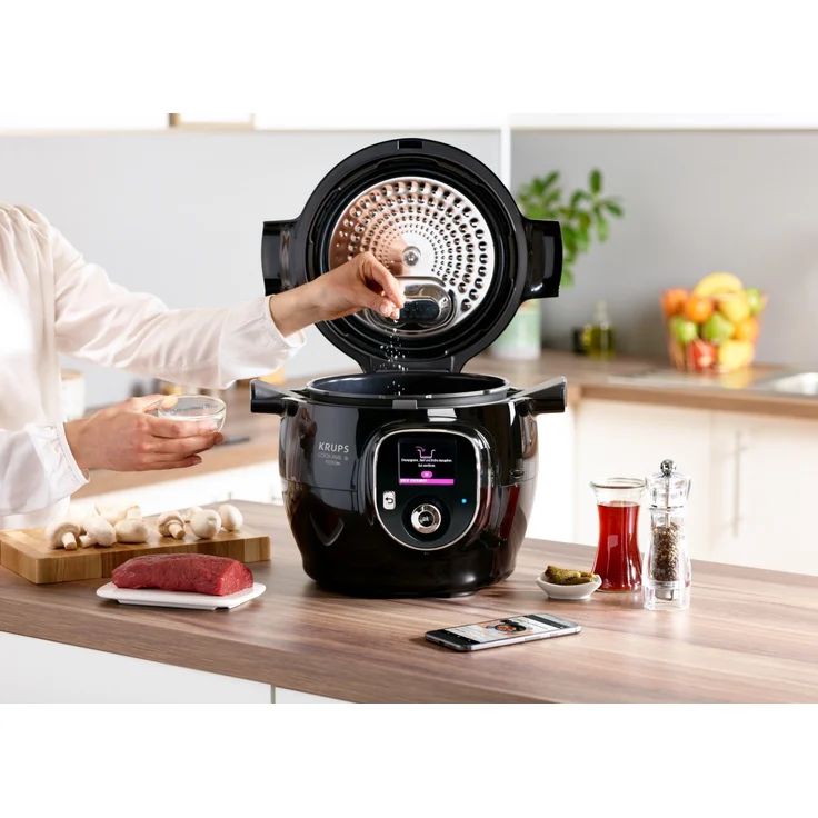Krups CZ7158 Cook4Me+ Connect Multikocher, 1600 Watt, elektrischer Schnellkochtopf, inkl. e App, Bluetooth Steuerung, 4 Liter Fassungsvermögen, schwarz-grau – Bild 4