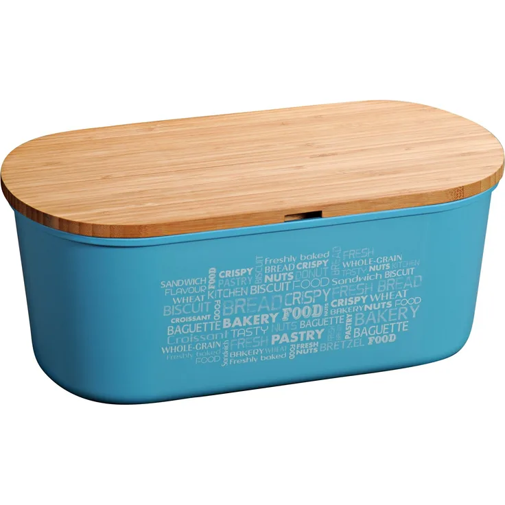 Kesper Große Brotbox mit Bambusdeckel, 34 x 14 x H18 cm, Melamin Frischhalte Box mit FSC Bambus Deckel, Schneidebrett, petrol