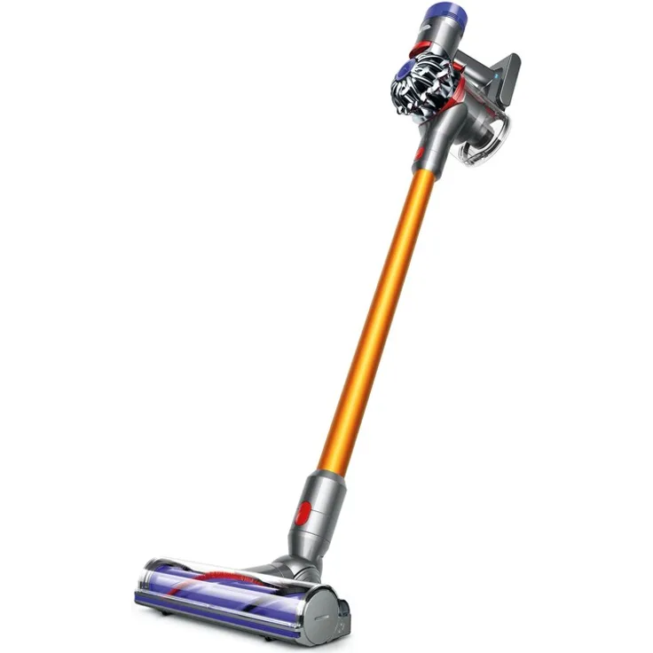 Dyson V8 Absolute+ Handstaubsauger, 40 min Akkubetrieb, Zyklon-Technik, HEPA-Filter, Wandhalterung und Ladestation, gelb-nickel