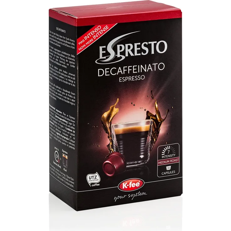 ESPRESTO Decaffeinato Kaffeekapseln entkoffeiniert Stärke 7, K-fee System, 6er Pack (6x128 g)