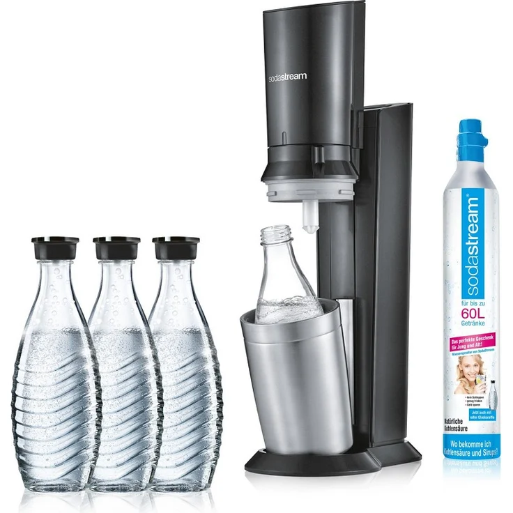 SodaStream Crystal 2.0 titan Wassersprudler inkl. 3 Glaskaraffen (Füllmenge: 0,6 Liter) - Preisvergleich – Bild 1