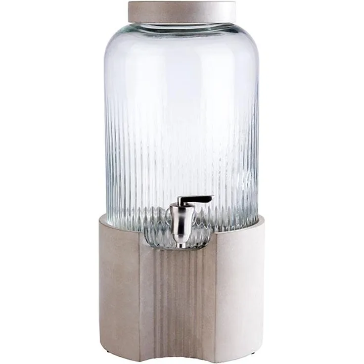APS Getränkespender ''Element'', Premium Spender für Getränke aus Beton, 7 Liter, Glas und rostfreiem Edelstahl mit dicken, stabilen Wänden und einer weiten Öffnung für Zutaten