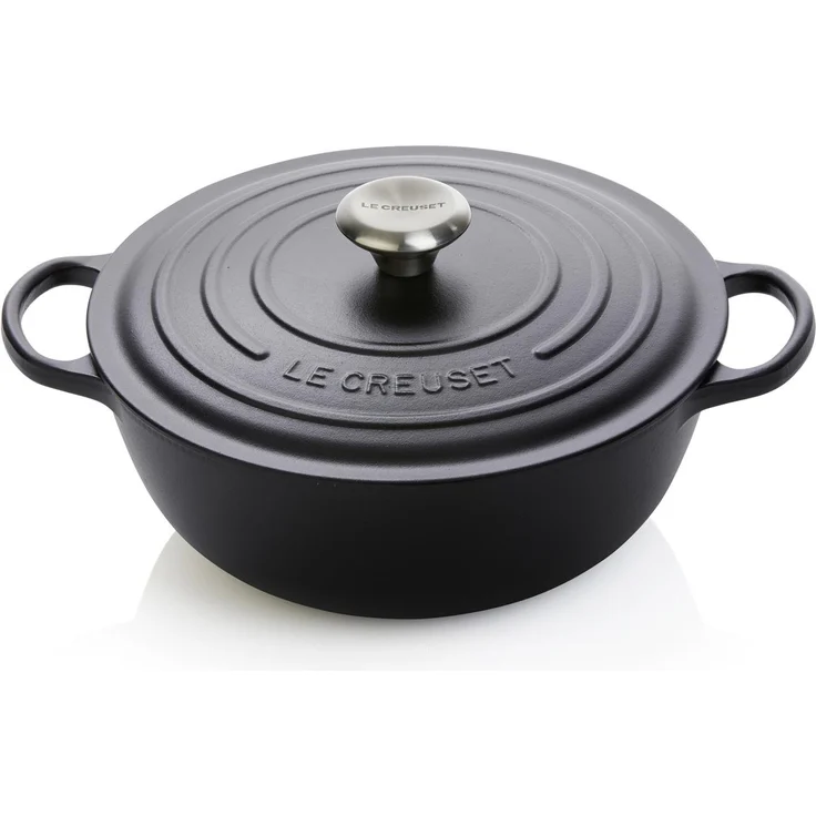 Le Creuset Signature Gusseisen-Bräter mit Deckel, Ø 26 cm, La Marmite, Rund, Für alle Herdarten und Induktion geeignet, Volumen: 4,1 l, Schwarz – Bild 1