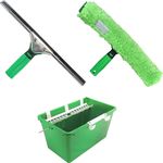 Unger Fenster Reinigungs-Set (Fensterwischer, Trägerteil, Mikrofaser-Bezug, Eimer 18 L, Breite 35 cm, Fensterwischer Starter-Set) AK013