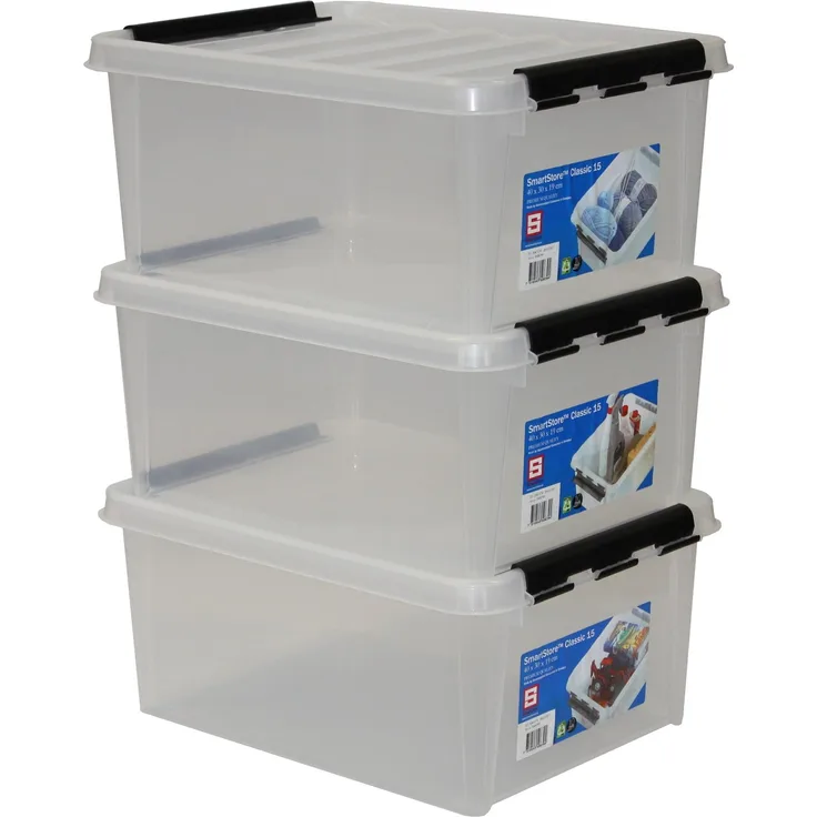 SmartStore 35083903 3er-Set Clipbox Smart Store Classic 15, 14 Liter , transparent