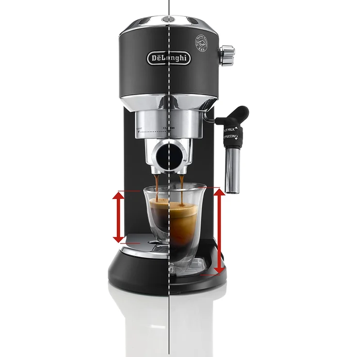 De'Longhi Dedica Style EC 685.BK Espresso Siebträgermaschine, Espressomaschine mit Professioneller Milchschaumdüse, nur 15 cm breit, 1 Liter Wassertank, Vollmetallgehäuse, E.S.E Pads geeignet, schwarz – Bild 6