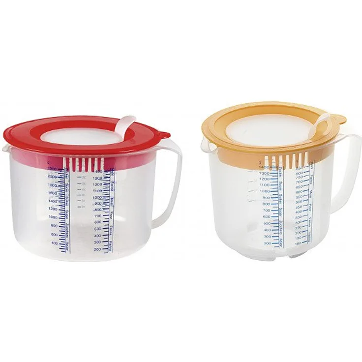 Dr. Oetker 1802 Messbecher mit Deckel, grau, transparent, 1,4 l