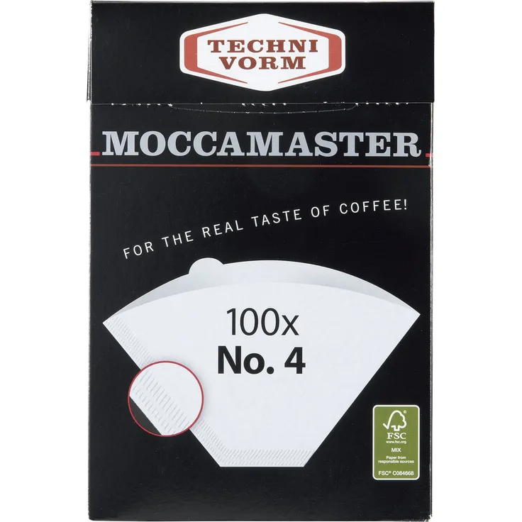 Moccamaster 85022 4 White Paper Filters Filterkaffeemaschine, Aluminium, weiß