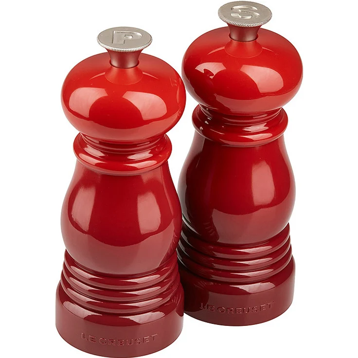Le Creuset Kleines Mühlenset, Salz- und Pfeffermühle, ABS-Kunststoff, Je 5 x 5 x 12,1 cm, Keramik-Mahlwerk, Kirschrot – Bild 1