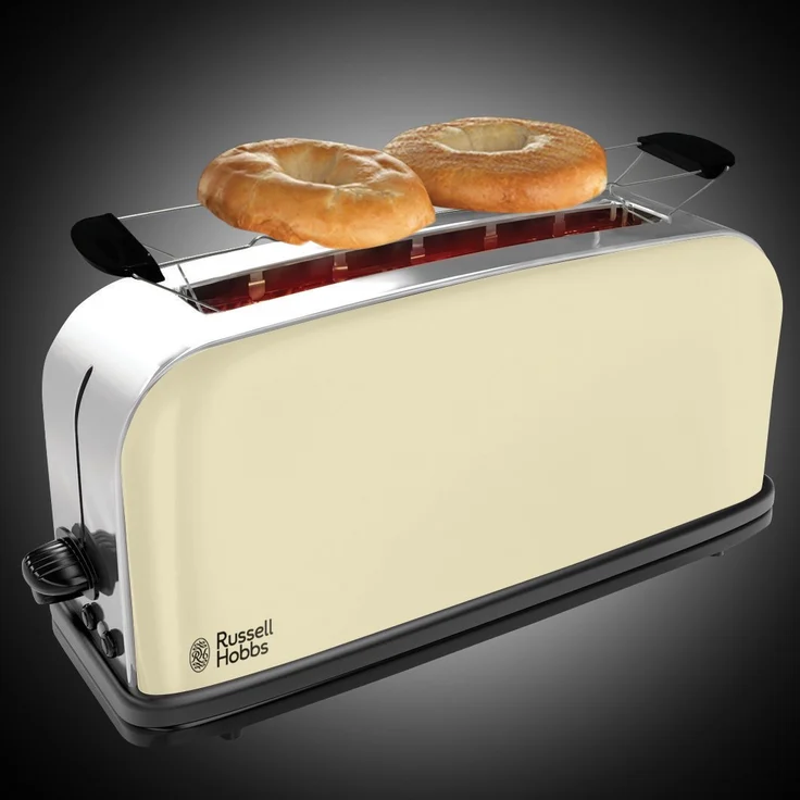 Russell Hobbs Toaster Langschlitz Colours+ creme, extra breite 1 Langschlitzkammer, inkl. Brötchenaufsatz, 6 einstellbare Bräunungsstufen + Auftaufunktion, 1000W, 21395-56 – Bild 3