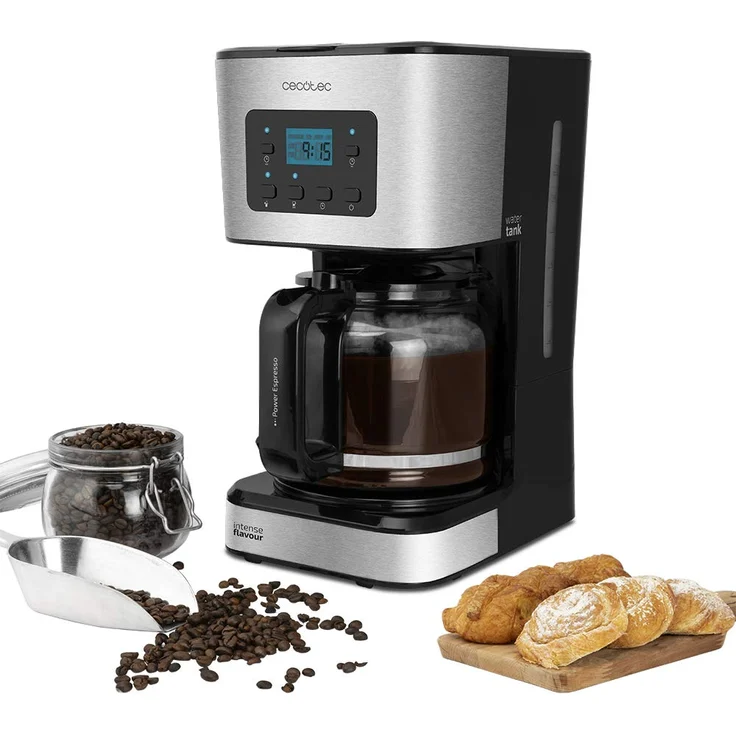 Cecotec Coffee 66 Smart Filterkaffeemaschine 950 W1,5L Hitzebeständige Kanne Permanentfilter 24 Stunden Timer Autoclean Exteme Aroma LCD Display Wärmplatte Abschaltautomatik Dosierer Schwarz Edelstahl – Bild 1