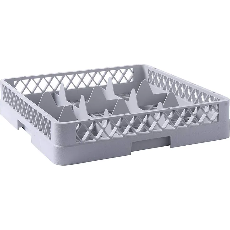 HENDI Spülkorb, Spülmaschinenkorb, Gläserkorb, für Gläser und Tassen, 9 Fächer, Polypropylen, 500x500x(H)104mm, grau