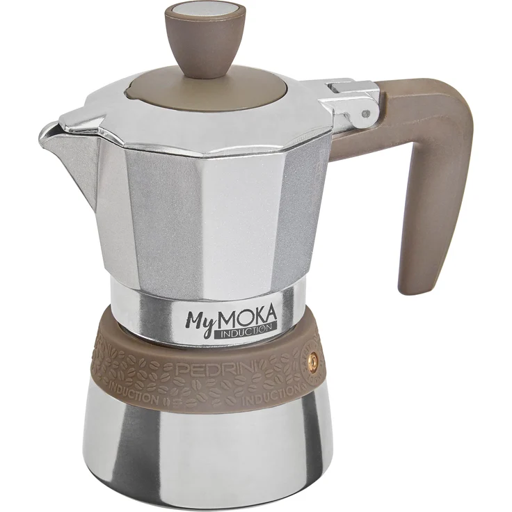 Pedrini MyMoka - Aluminium Induktion poliert - grauer Ring 2 Tassen – Bild 1