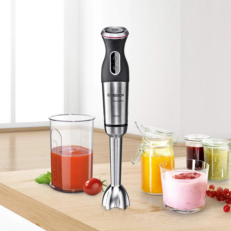 Bosch MaxoMixx Stabmixer Set MS8CM61X1, 12 Stufen, Turbostufe, Würfelschneider, 1000 Watt, Edelstahl – Bild 4