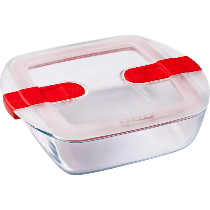 Pyrex 211PH00 Cook & Heat quadratisch glas Frischhaltedose mit Deckel, farblos