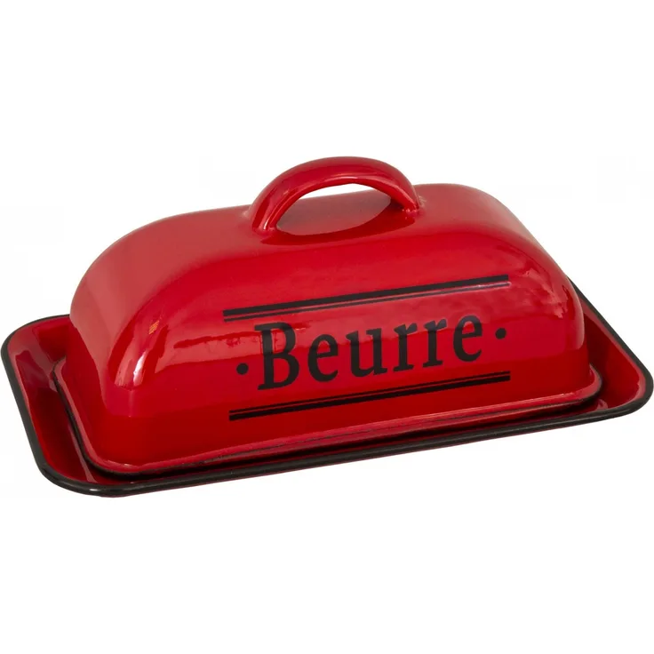 Butterdose Butterglocke Butterschale Emaille Rot Beurre Antic Line SEB16610