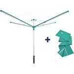 Leifheit Linomatic 600 Deluxe Cover mit Leineneinzug, Wäschespinne inkl. Bodenhülse und Schutzhülle, 60 m Leine für 6 Wäscheladungen