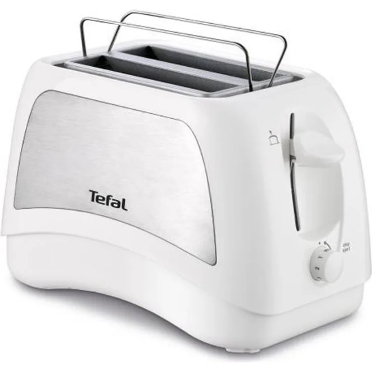 Tefal TT131E Delfini Plus Zweischlitztoaster, 7 Bräunungsstufen, Brötchenaufsatz, weiß