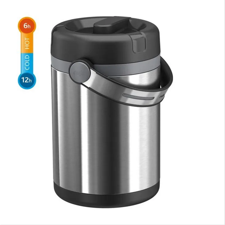 Emsa 509245 Isolier-Speisegefäß, Mobil genießen, 1,7 Liter, Mit 2 Speiseeinsätzen, 100% dicht, Mobility, schwarz-anthrazit