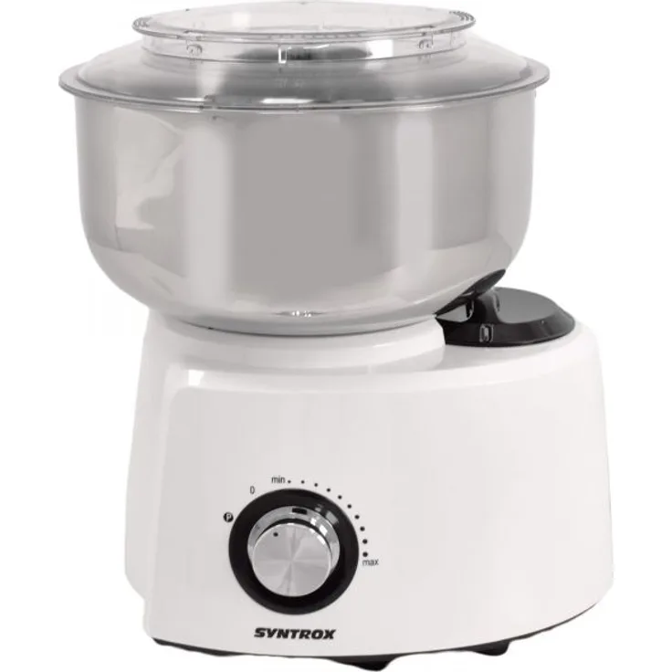 Syntrox Küchenmaschine 1200W, 5,8L Kapazität mit Zubehör Creme Silber Weiß