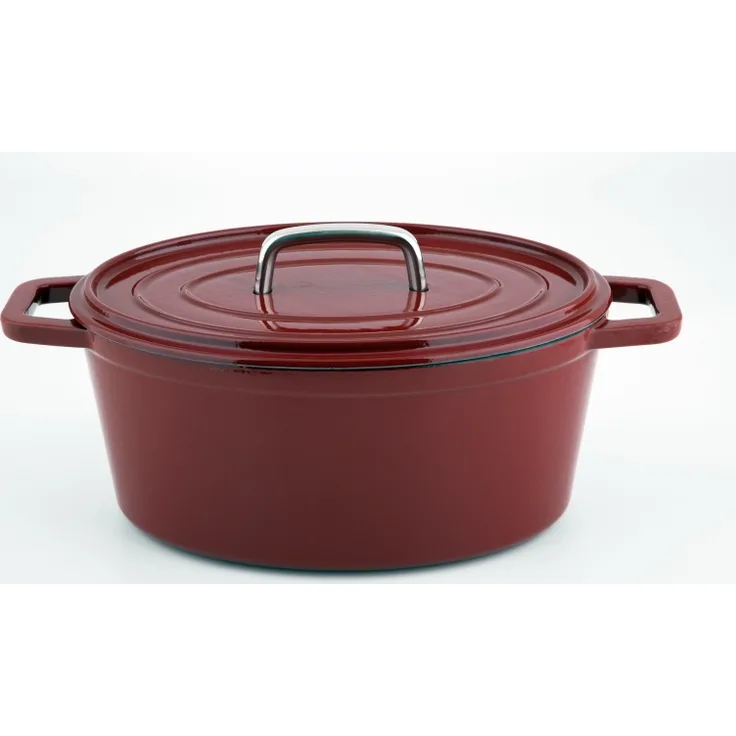Gusseisen Bräter Kochtopf Schmortopf 31 x 23 cm Ø ROT CS Kochsysteme ALPEN emal