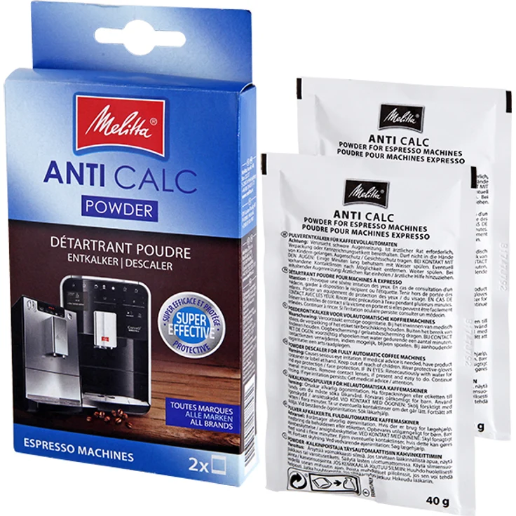 Melitta Anti Calc Entkalkungspulver für Kaffeemaschinen, 2x 40g – Bild 2