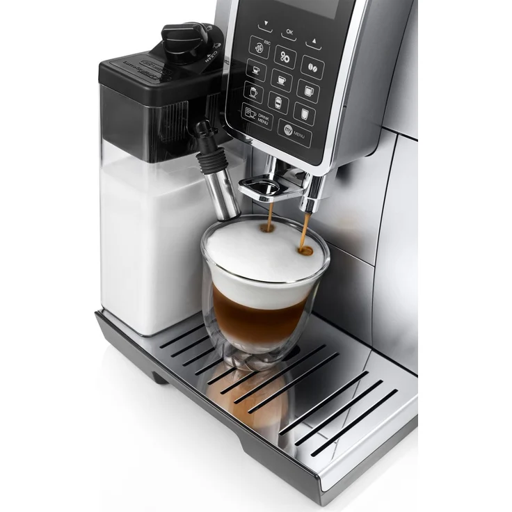 De'Longhi Dinamica ECAM 350.75.S Kaffeevollautomat mit Milchsystem und integriertem Mahlwerk, Cappuccino und Espresso und auf Knopfdruck, Digitaldisplay mit Klartext, 2-Tassen-Funktion, Großer 1,8 Liter Wassertank, silber – Bild 5