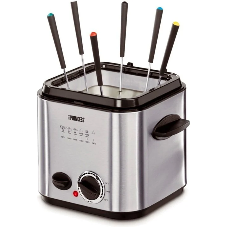 Princess 182611 Mini-Fritteuse mit Fondue, mit Öl, 840 Watt, schnelle Erwärmung, Geruchsfilter, 1,2 Liter Inhalt, schwarz silber – Bild 3