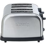 H.Koenig TOS14 Toaster - 4 Scheiben - 1700 W - 6 Bräunungsstufen - Krümelschublade - Edelstahl - silber