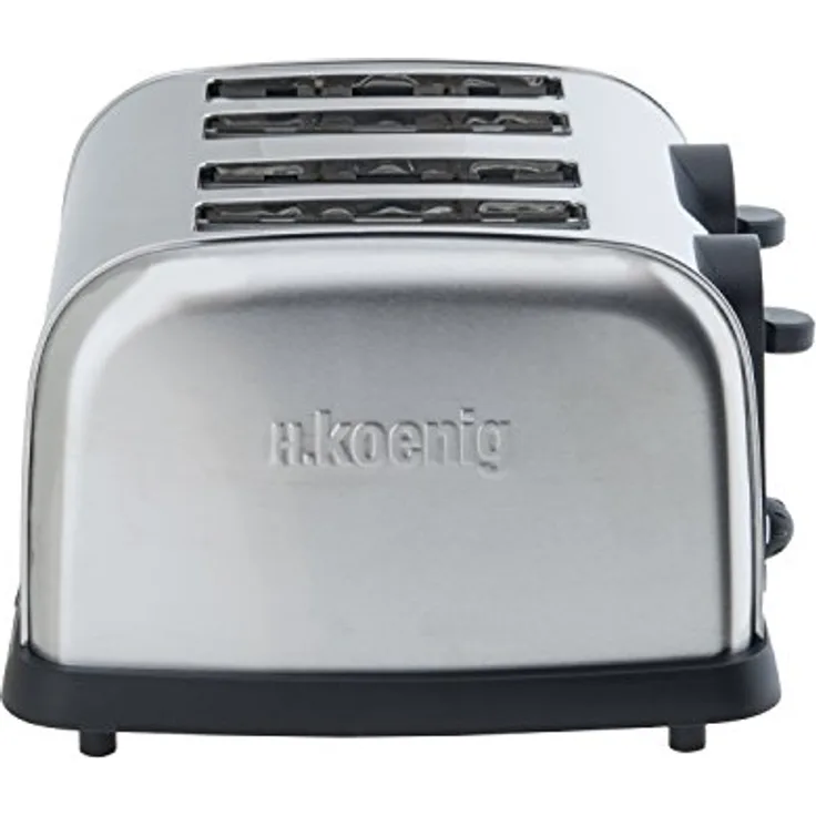 H.Koenig TOS14 Toaster - 4 Scheiben - 1700 W - 6 Bräunungsstufen - Krümelschublade - Edelstahl - silber