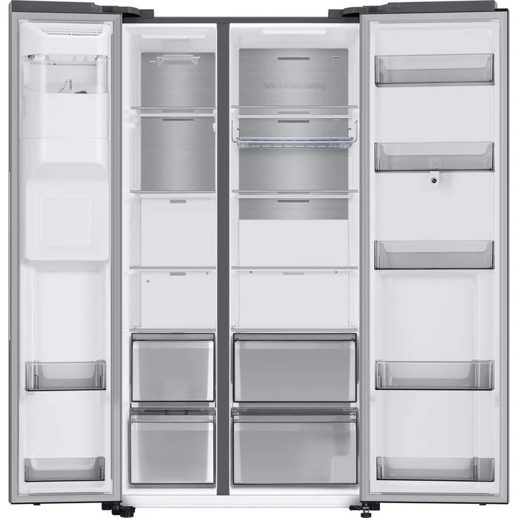 Samsung RS6HA8891SL/EG Side-by-Side-Kühlschrank, freistehend, Edelstahloptik, NoFrost, WLAN, Wasser- und Eiswürfelspender, Festwasseranschluss, Smart Connect, Food Cam, Schnellgefrieren und -kühlen, Breite 91.2 cm – Bild 4