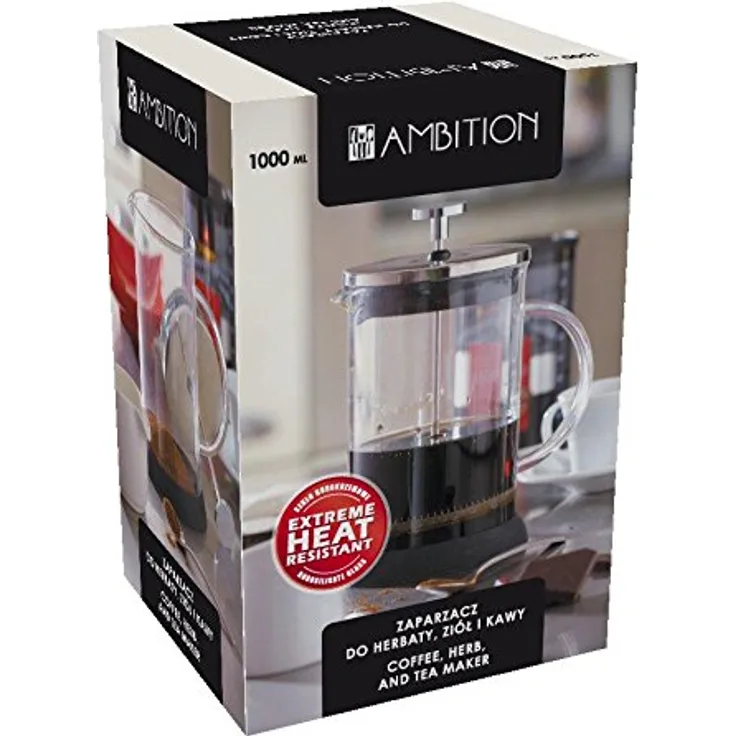 Dajar Kaffeezubereiter 1000 ml, Glas, Schwarz Transparent Grau, 16 x 15 x 21,5 cm