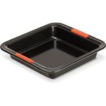 Le Creuset Antihaft Backform, Quadratisch, 23 x 23 x 5 cm, PFOA-frei, Sauerteigbeständig, Aus Karbonstahl gefertigt, Anthrazit-Orange